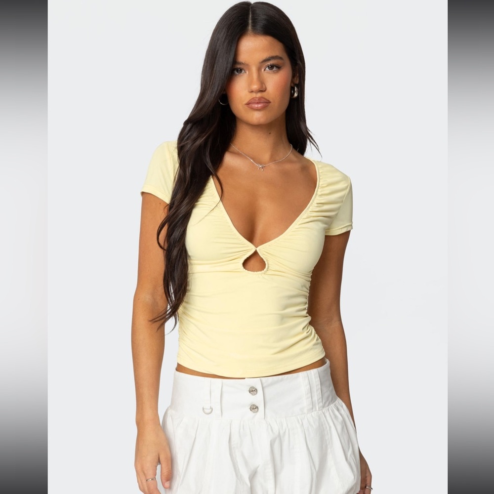 Edikted Yellow V-Neck Top